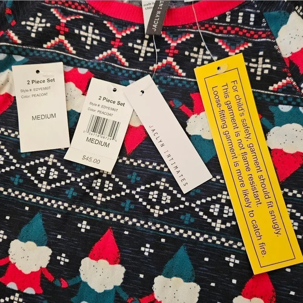 Jaclyn Intimates Santa Gnome PJ Set Kids Size M